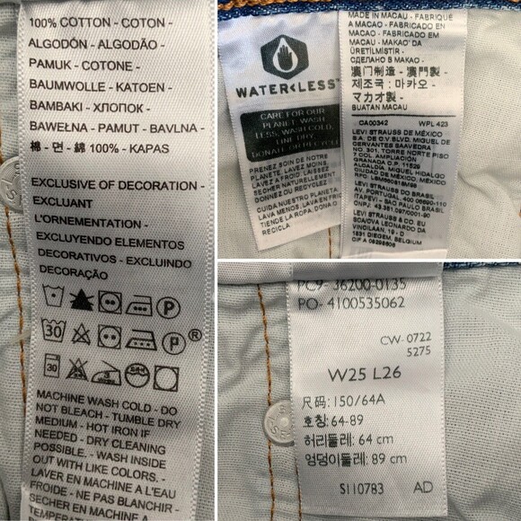 Levi’s Premium 501 Original Cropped Rigid Denim Jeans Blue 26 - Picture 4 of 12